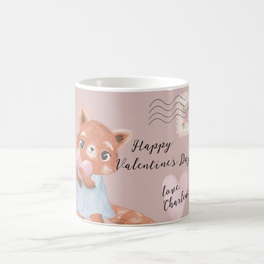 Niedlicher Roter Panda Postbrief Valentinstag Kaffeetasse (Mittel)
