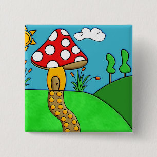 niedlicher roter Pilz Button