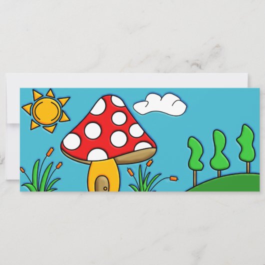 niedlicher roter Pilz Einladung (Vorderseite)