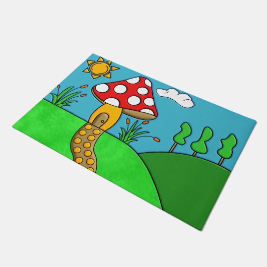 niedlicher roter Pilz Fußmatte (Schrägansicht)