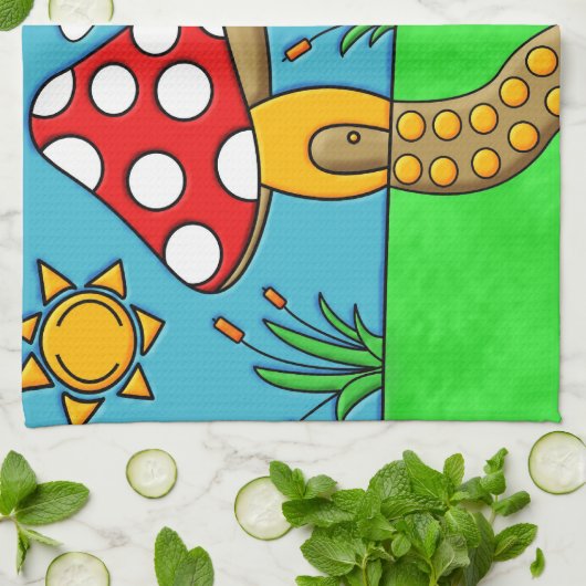 niedlicher roter Pilz Geschirrtuch (Gefaltet)