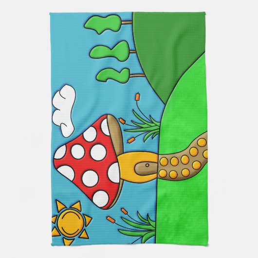 niedlicher roter Pilz Geschirrtuch (Vertikal)