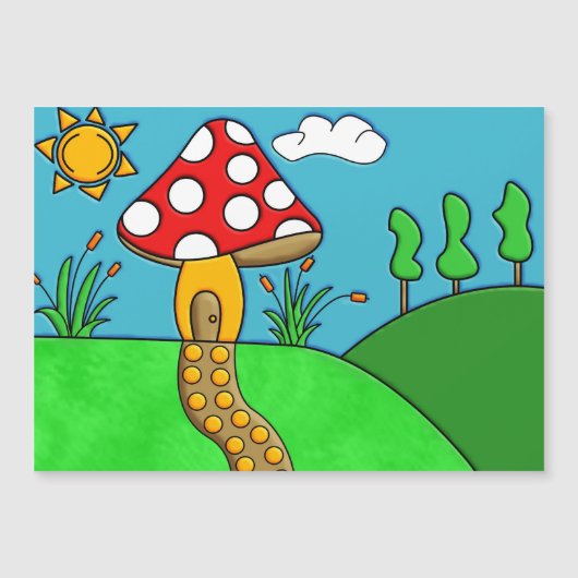 niedlicher roter Pilz Magnetkarte (Vorderseite)