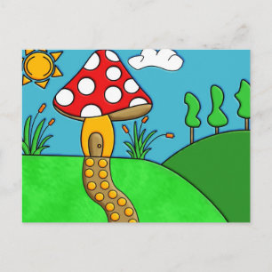 niedlicher roter Pilz Postkarte