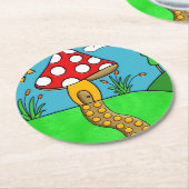 niedlicher roter Pilz Runder Pappuntersetzer (Angewinkelt)