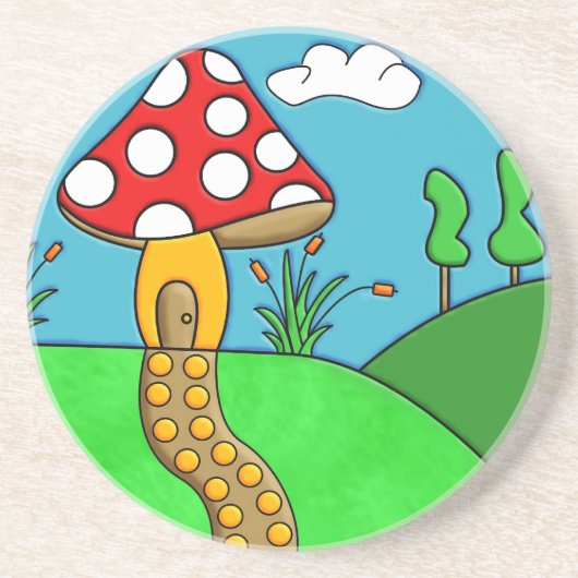 niedlicher roter Pilz Untersetzer (Vorne)