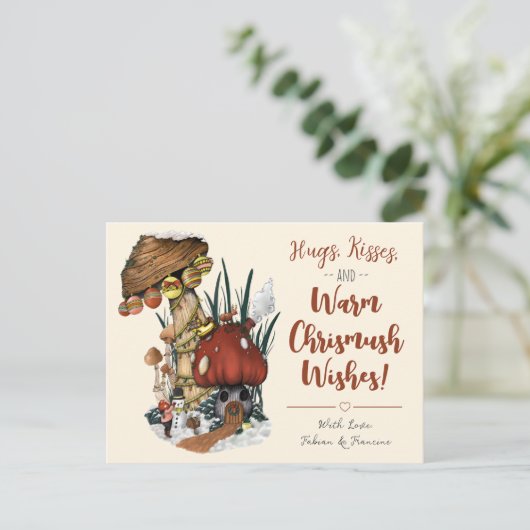 Niedlicher Roter Pilz Weihnachtsfeiertag Postkarte (Stehend Vorderseite)