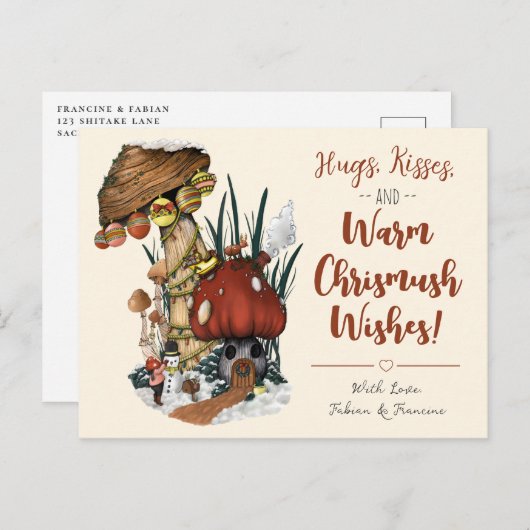 Niedlicher Roter Pilz Weihnachtsfeiertag Postkarte (Vorne/Hinten)