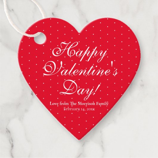 Niedlicher roter Polka dots Herzchen Valentinstag Geschenkanhänger (Vorderseite)