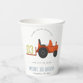 Niedlicher roter Rosttracker Kinder jeden Geburtst Pappbecher (Rückseite)