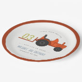 Niedlicher roter Rosttracker Kinder jeden Geburtst Pappteller (Schrägansicht)