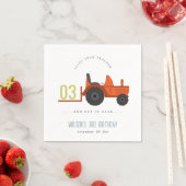 Niedlicher roter Rosttracker Kinder jeden Geburtst Serviette (Beispiel)