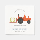 Niedlicher roter Rosttracker Kinder jeden Geburtst Serviette (Vorderseite)