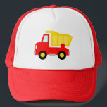 Niedlicher roter SpielzeugKipper-Fernlastfahrerhut Truckerkappe<br><div class="desc">Niedlicher roter SpielzeugKipper-Fernlastfahrerhut für Kinder. Lustige Geschenkidee für Jungen. Dumptruck Illustration. Vektormüllcontainer-Baufahrzeug für Kinder. Personalizable mit Namen. Süße Geschenkidee für Geburtstags-Party. Machen Sie ein für Sohn,  Enkel,  Enkelkind,  Bruder etc.</div>