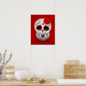 Niedlicher Roter Tag des Toten sauren Schädelknoch Poster (Küche)