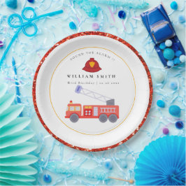 Niedlicher roter Truck Motor Kinder jedes Alter Ge Pappteller