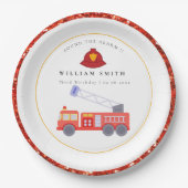 Niedlicher roter Truck Motor Kinder jedes Alter Ge Pappteller (Vorderseite)