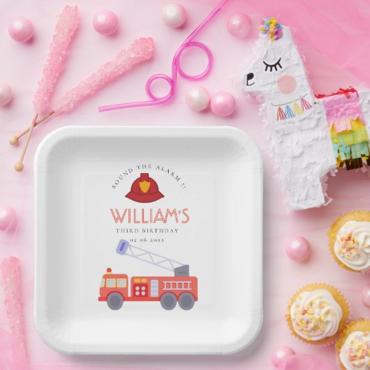 Niedlicher roter Truck Motor Kinder jedes Alter Ge Pappteller (Party)