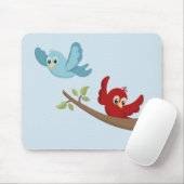 Niedlicher Roter und Blauer Cartoon Bird mit Bauml Mousepad (Mit Mouse)