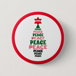 Niedlicher Roter und Grüner Friedhof Weihnachtsbau Button