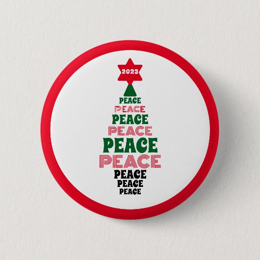 Niedlicher Roter und Grüner Friedhof Weihnachtsbau Button (Vorderseite)