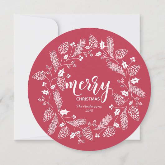 Niedlicher Roter und Grüner Kiefer und Heiligabend Einladung (Rückseite)