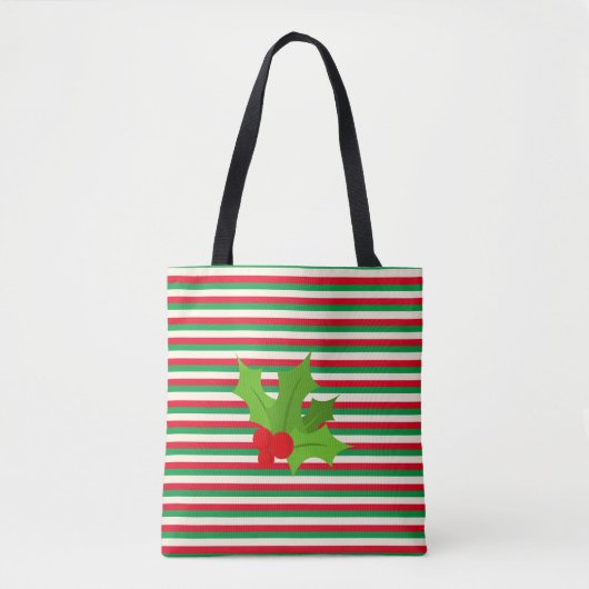 Niedlicher Roter und Grüner Streifen Weihnachten Tasche (Vorderseite)