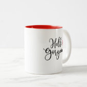 Niedlicher Roter Valentinstag Hallo Gorgeous Zweifarbige Tasse (VorderseiteRechts)