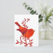 Niedlicher Roter Vogel auf der Erde Postkarte (Stehend Vorderseite)