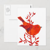 Niedlicher Roter Vogel auf der Erde Postkarte (Vorne/Hinten)