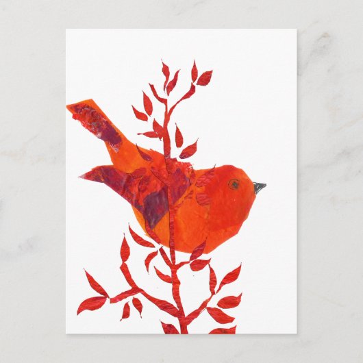 Niedlicher Roter Vogel auf der Erde Postkarte (Vorderseite)
