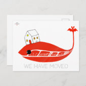 Niedlicher roter Wal zog das Haus. Aufkleber hinzu Postkarte (Vorne/Hinten)