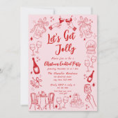 Niedlicher, roter Weihnachtscocktail Party Doodle Einladung (Vorderseite)