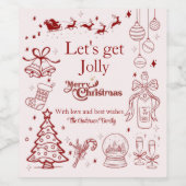 Niedlicher, roter Weihnachtstext Weinetikett (Einzelnes Label)