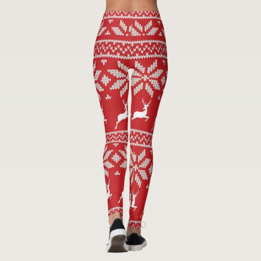 Niedlicher Roter Weißschneeflocken Leggings (Rückseite)