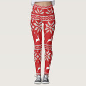 Niedlicher Roter Weißschneeflocken Leggings (Vorderseite)