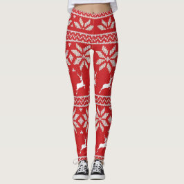 Niedlicher Roter Weißschneeflocken Leggings