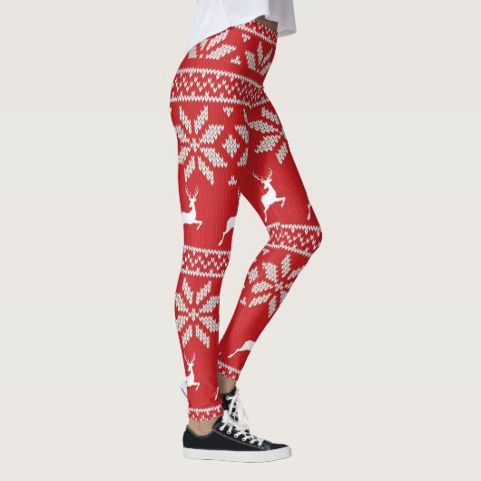 Niedlicher Roter Weißschneeflocken Leggings (Rechts)