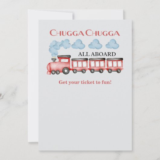 Niedlicher Roter Zug mit Wasserfarbe in jedem Alte Einladung (Rückseite)