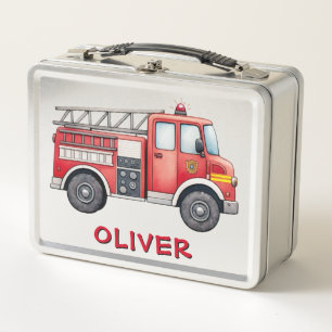 Niedlicher Rotfeuerwagen Metall Brotdose