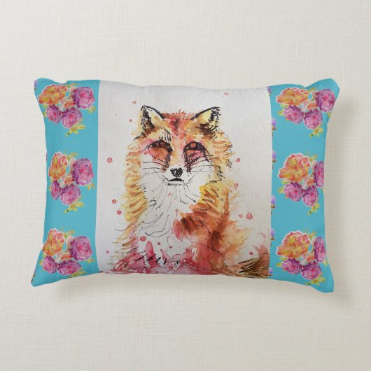 Niedlicher Rotfuchs Aquamarine Rose von Tieren Ros Dekokissen (Rückseite)