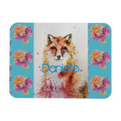 Niedlicher Rotfuchs Aquamarine Rose von Tieren Ros Magnet (Horizontal)