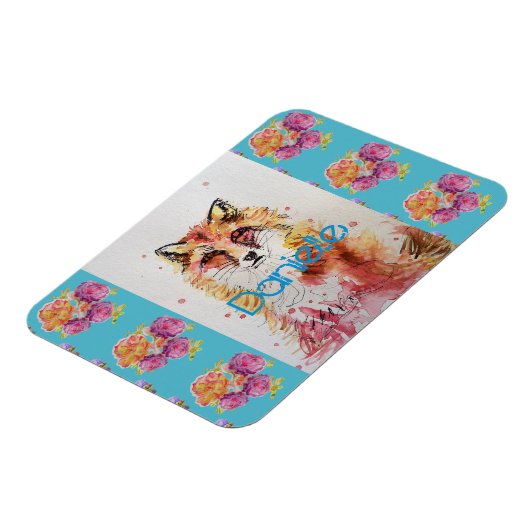 Niedlicher Rotfuchs Aquamarine Rose von Tieren Ros Magnet (Linke Seite)