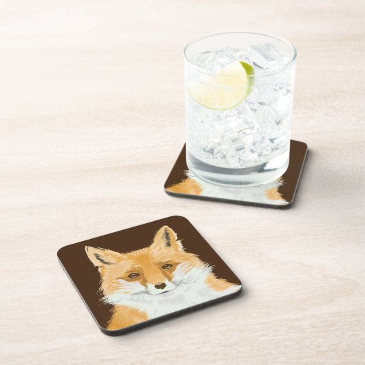 Niedlicher Rotfuchs - auf braun durchsichtig. Getränkeuntersetzer (Rechte Seite)