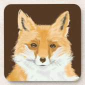 Niedlicher Rotfuchs - auf braun durchsichtig. Getränkeuntersetzer (Vorderseite)