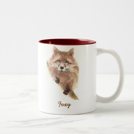 Niedlicher Rotfuchs, Foxy Wildlife, Animal, Nature Zweifarbige Tasse (Rechts)