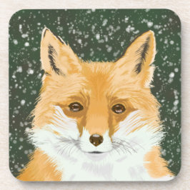 Niedlicher Rotfuchs - im Schnee. Getränkeuntersetzer