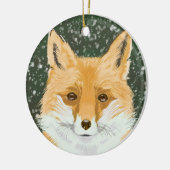 Niedlicher Rotfuchs - im Schnee. Keramik Ornament (Links)