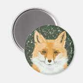 Niedlicher Rotfuchs - im Schnee. Magnet (Vorderseite/Rückseite)