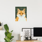 Niedlicher Rotfuchs - im Schnee. Poster (Heimbüro)